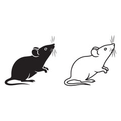 Crisp Mouse Silhouette & Mouse Lineart – Mouse Vector Artwork with Clear Defined Form – Black Vector of Mouse – Vector Set of Mouse