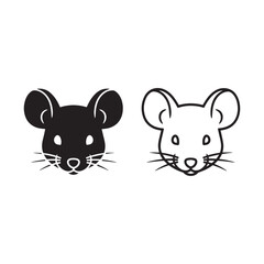 Obraz premium Linear Mouse Silhouette & Mouse Lineart – Mouse Vector Outline Using Strong Black Lines – Black Vector of Mouse – Vector Set of Mouse