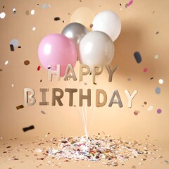 Birthday balloons with confetti