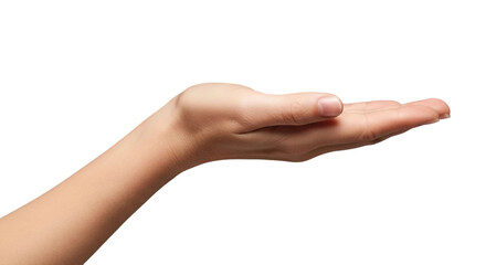 Open Human Hand Isolated on White Background | Asking, Offering, or Receiving Gesture for Product Placement Mockup and Donation Concepts