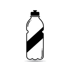 A Sleek Black and White Illustration of a Reusable Water Bottle with a Bold Diagonal Stripe Design