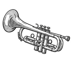 Naklejka premium Illustration of a Gleaming Trumpet Musical Instrument Detail