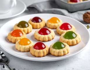 Colorful cookies with jelly centers