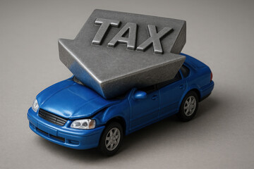 heavy tax crushed a blue car