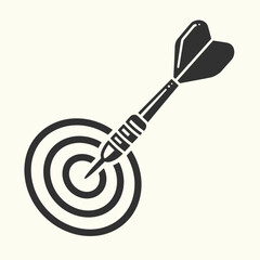 Vector Illustration of a Dart Hitting the Center of a Bullseye Target, Embodying Focus, Accuracy, Strategic Planning, Goal Achievement, and Ultimate Success