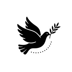 Symbol of Peace Dove Carrying an Olive Branch with a Delicate Dot Trail