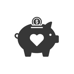Love and Savings Piggy Bank with Heart Symbol for Charity and Financial Well-being