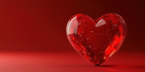 Bright red heart shape sparkling on a smooth surface symbolizing love and affection during a romantic occasion
