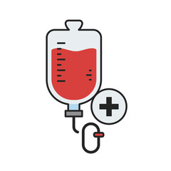 Blood Transfusion Icon Medical Illustration of IV Drip Bag for Healthcare Concepts