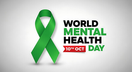 World Mental Health Day with Green Ribbon Symbolizing Awareness and Support for Mental Wellbeing Initiatives