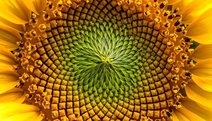 Close-up of a sunflower's intricate seed pattern