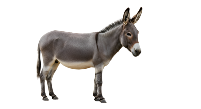 Gray donkey or ass standing profile isolated PNG with Transparent Background