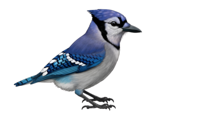 Blue jay bird illustration isolated PNG with Transparent Background