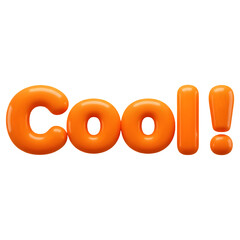 Cool Word 3D Render on Transparent Background
