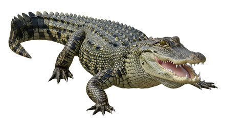 Naklejka premium Alligator with Open Mouth Crawling isolated PNG with Transparent Background
