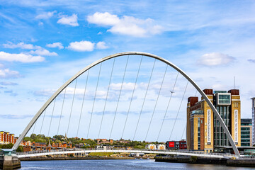 Fototapeta premium Millennium Bridge with Baltic Centre and River Tyne in Newcastle upon Tyne, UK.