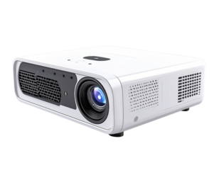 Stylized White Digital Projector Isolated on Transparent Background PNG