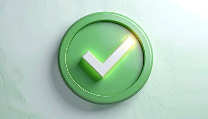 A glowing green checkmark button