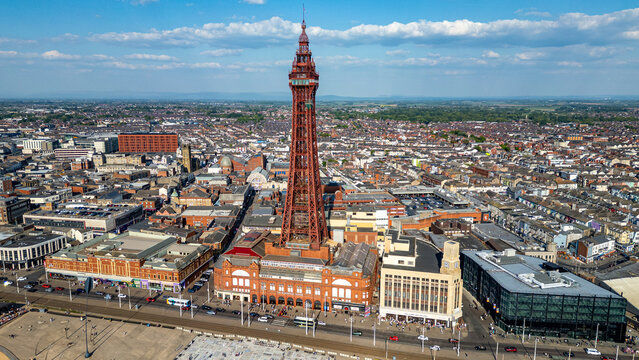 Blackpool Tower and Cityscape Aerial View
