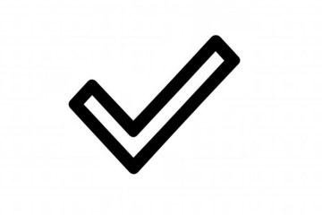 Simple black check mark on a transparent background, symbolizing approval, agreement, or verification