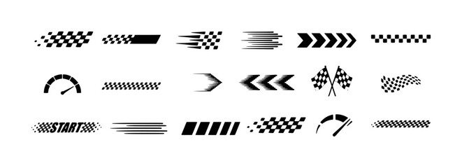 Naklejka premium Collection of Racing and Speed-Related Graphic Elements