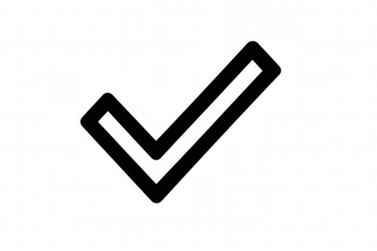 Simple black check mark on a transparent background, symbolizing approval, agreement, or verification