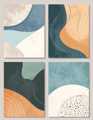 Abstract art prints, four panels
