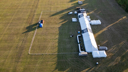 Aerial View of Festival Tent Setup  in Harrogate, UK.