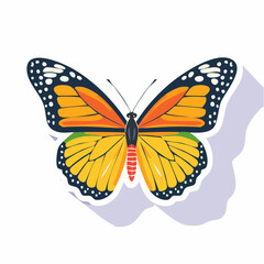 Vibrant Monarch Butterfly Sticker on White Background