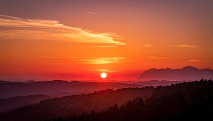 Obraz premium Colorful sunset over hills