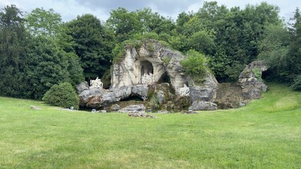 Rock Grotto with Sculptures and Lawn