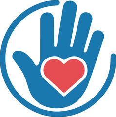 Obraz premium Vector art of hand holding heart symbol, representing love and care