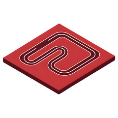 Isometric Go Kart Track on Red Base