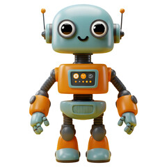 Cute Cartoon Robot on Transparent Background