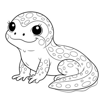 Doodle Vector Illustration of a Newt in Cartoon Style. Isolated on white background. Perfect for animal-themed design projects, stickers and coloring book.