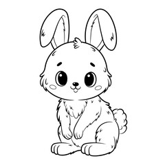 Doodle Vector Illustration of a Rabbit in Cartoon Style. Isolated on white background. Perfect for animal-themed design projects, stickers and coloring book.