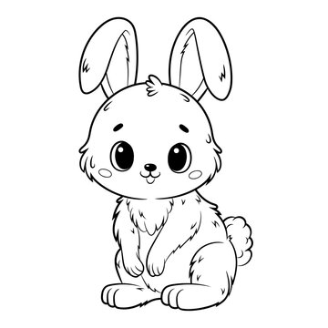 Doodle Vector Illustration of a Rabbit in Cartoon Style. Isolated on white background. Perfect for animal-themed design projects, stickers and coloring book.