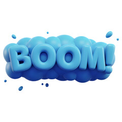 Blue Boom Word Graphic on Transparent Background