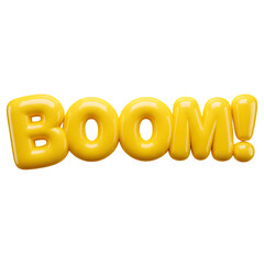 Boom yellow 3D text on Transparent Background