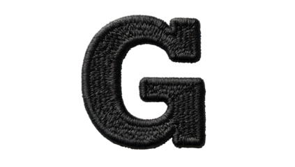 High quality photo of textured black letter g isolated on transparent background.