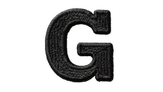 High quality photo of textured black letter g isolated on transparent background.