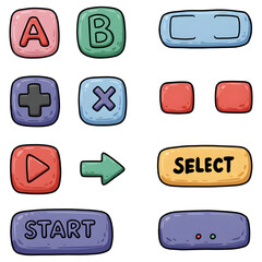 Cartoon Game Buttons Set, Isolated Vector Illustration