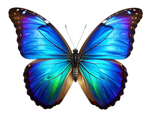 Obraz premium Top-View Blue Butterfly PNG Isolated on White Background