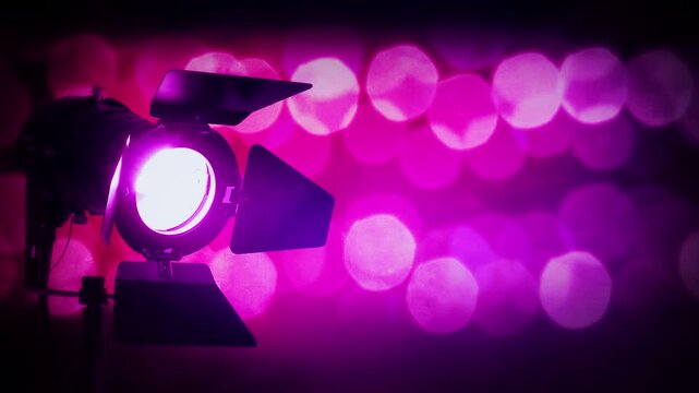 Spotlight, event or show concept video background loop, with copy space for text. Professional type of lights, used on lighting live TV shows, events, studio stages or photography