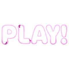Pink Neon Sign Play on Transparent Background