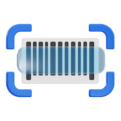 3D barcode scanner icon for product identification, price check, and retail inventory system
