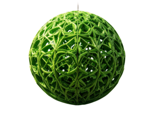 Top-View 3D Green Decorative Sphere PNG Isolated on Transparent Background