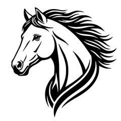 Graceful Horse Head with Flowing Mane, Horse SVG, Equestrian SVG, Stallion SVG, Wild Horse SVG