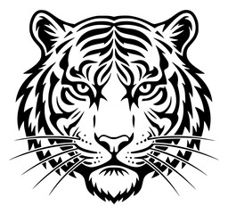 Tribal Tiger Head with Stripes, Tiger SVG, Mascot SVG, Roaring SVG, Wild Animal SVG