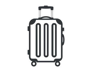 Fototapeta premium Minimalist vector icon of a travel suitcase with bold, clean lines. A simple luggage symbol for tourism and vacation concepts, isolated on a white background